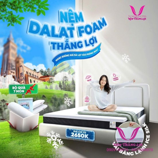 Nệm Dalat Foam Thắng Lợi Dòng Mới Ra Công Nghệ Mới Áo Nệm Mát Lạnh