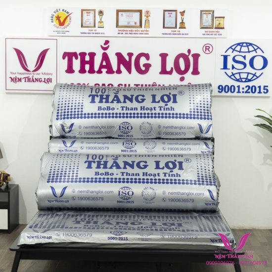 Nệm 100% Cao Su Thiên Nhiên Thắng Lợi Bo Bo-Than Hoạt Tính 5P