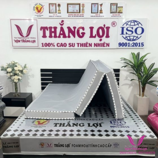 Nệm Cao Su Foam Hoạt Tính Gấp 3 Thắng Lợi ( Khử mùi, kháng khuẩn chống ẩm mốc)- Hàng Chính Hãng