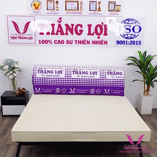 (5cm) Nệm Cao Su Thiên Nhiên 100% 2 mặt lỗ tròn TiTi-Double Function- Gấp đôi độ đàn hồi, dùng được cả 2 mặt nệm(5cm)