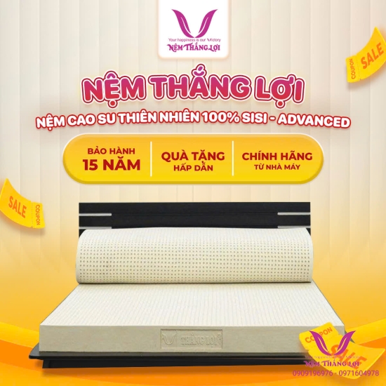 (15p) Nệm Cao Su Thiên Nhiên 100% Thắng Lợi SISI – ADVANCED