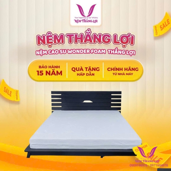 Nệm Cao Su Wonder Foam Thắng Lợi-Nệm Chính Hãng- Bảo Hành 15 Năm