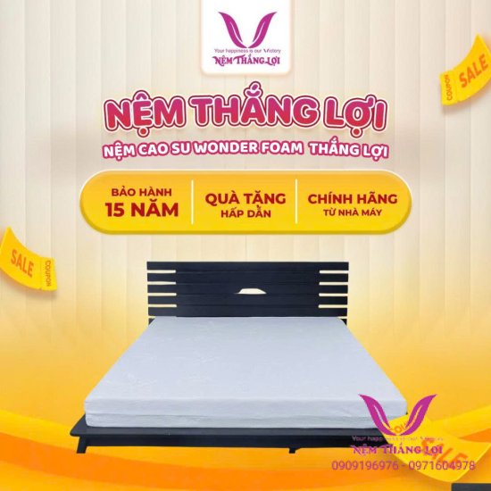 Nệm Cao Su Wonder Foam Thắng Lợi-Nệm Chính Hãng- Bảo Hành 15 Năm