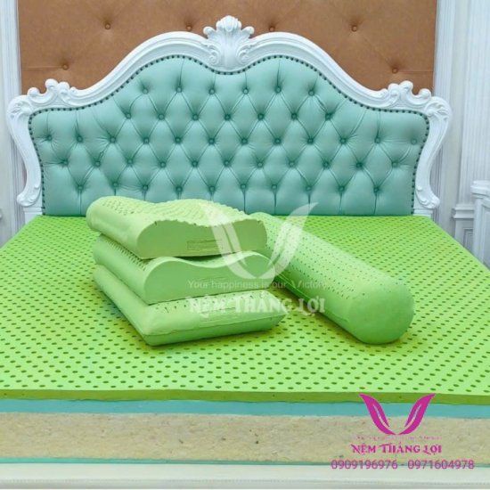 Gối Nằm 100% Cao Su Thiên Nhiên Thắng Lợi Điều Hoà Matcha Cool