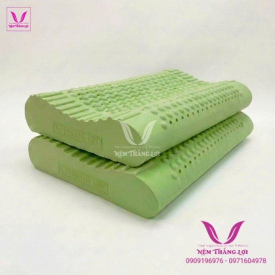 Gối Nằm 100% Cao Su Thiên Nhiên Thắng Lợi Điều Hoà Matcha Cool